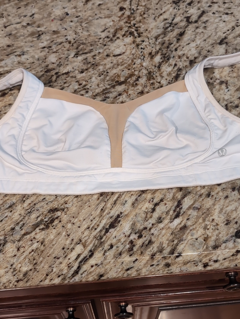 lululemon athletica White Sports Bra with Nude Mesh Center
